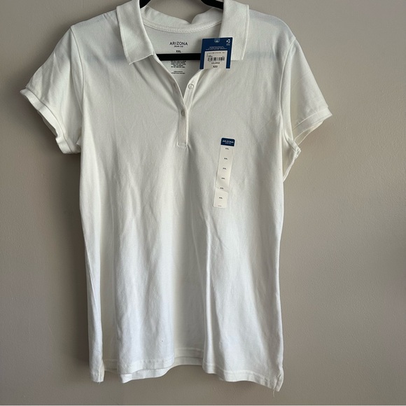 ARIZONA WOMENS WHITE POLO STYLE TOP SIZE XXL - Picture 1 of 6